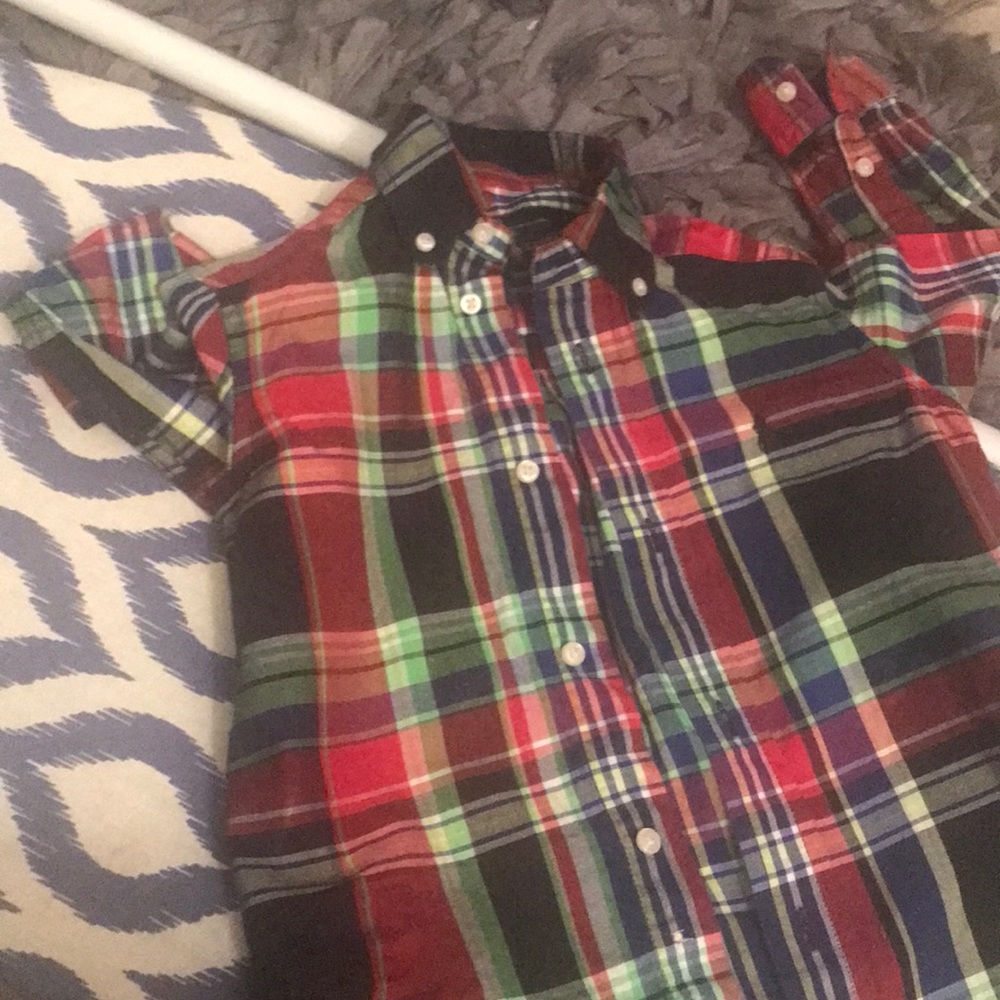 Boys polo plaid button down